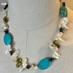 Turquoise and Pearl Necklace